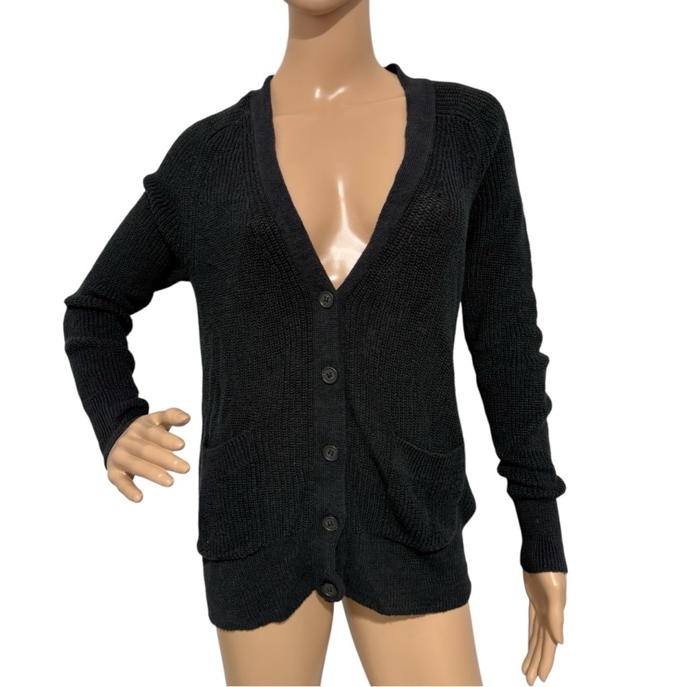J.Crew Black Button Front Knit Cardigan Sweater Size S Style BH461 Pockets